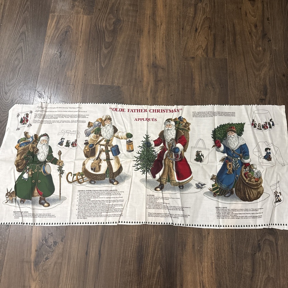 Vintage Fabric Applique Panel "Olde Father Christmas" Cranston Santa Claus